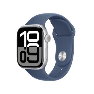 Apple Watch Series 10 Serie 10 Gps 42mm Cassa in Alluminio Color Argento con Denim Sport Band - S/m