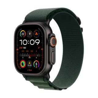 Apple Watch Ultra 2 Gps + Cellular 49mm Cassa Titanio Nero con Dark Green Alpine Loop - Large