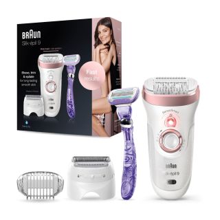 Braun Silk-épil 9 9-870, Epilatore Donna Bianco/oro Rosa per una Rimozione Duratura dei Peli