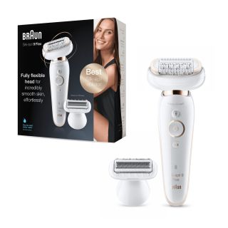 Braun Silk-épil 9 Flex 9-002 - Epilatore Elettrico Donna Bianco/oro con Testina Flessibile per Un’epilazione Più Semplice