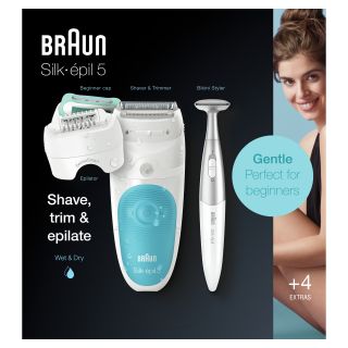 Braun Silk-épil 5 5-810, Epilatore Elettrico Donna Bianco/turchese per Un’epilazione Delicata