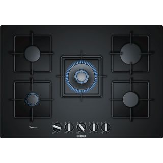 Bosch Serie 6 Ppq7a6b10 Piano Cottura a Gas 75 Cm Vetro Temperato, Nero