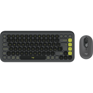 Logitech Pop Icon Combo Tastiera Mouse Incluso Universale Bluetooth Qwerty Indiano Grafite, Verde