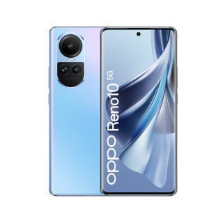 Oppo Reno10 Smartphone 5g, Ai Tripla Fotocamera 64+32+8mp, Selfie 32mp, Display 6.7" 120hz Amoled, 5000 Mah, Ram 8gb (esp. Fino 16gb) + Rom 256gb, [versione Italia], Colore Ice Blue