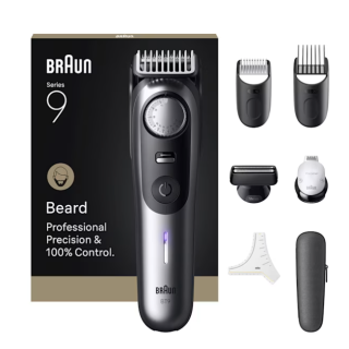 Braun Beardtrimmer 9 Bt9520 Regolabarba Batteria 52 2 Cm Bagnato e Secco Nero, Grigio