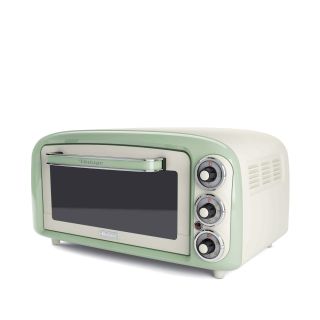 Ariete 979 Forno Elettrico di Design 18 Litri - Ideale per Pizza da 30 Cm - Doppio Vetro - 1380 Watt - Acciaio Inox - Linea Vintage - Verde