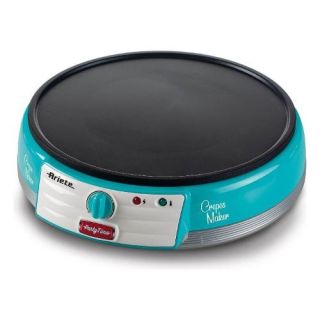 Ariete 202 Crepes Maker Party Time - Piastra per Crepes Antiaderente - 2 Spatole in Legno - Ricettario - 1000 W - Azzurro