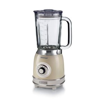 Ariete 583, Frullatore Vintage con Tazza in Vetro da 1,5 Litri, 4 Lame in Acciaio Inox, 4 Velocità + Pulse,1000 Watt, Beige