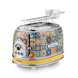 Ariete 155 Tostapane Positano, 810w, 2 Fette, 6 Livelli di Doratura, Vassoio Raccogli Briciole, Funzione Defrost, Espulsione Automatica