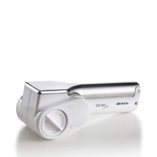 Ariete 44 Gratì Metal - Grattugia Elettrica Senza Filo - 1 Kg Formaggio con 1 Ricarica - 2 Rulli Fori Grandi e Fini - Bianco e Argento