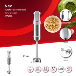 Ardes Neo Frullatore Ad Immersione 1000 W Acciaio Inox, Bianco