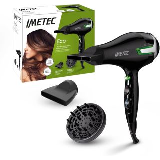 Imetec Eco Se9 1000 Asciugacapelli con Tecnologia Eco Technology 1400 W, Consumo Energetico Ridotto, 8 Combinazioni Aria/temperatura, Diffusore per Capelli Ricci