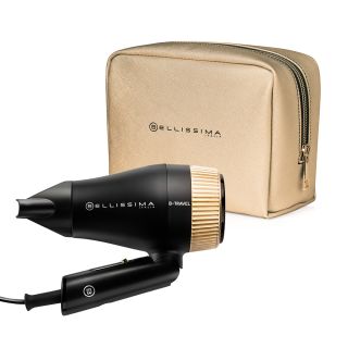 Bellissima Imetec B-travel Asciugacapelli da Viaggio, Portatile e Compatto, 1400 W, Manico Pieghevole, Doppio Voltaggio, Concentratore di Precisione, 2 Combinazioni Aria/temperatura, Custodia da Viaggio, Idea Regalo