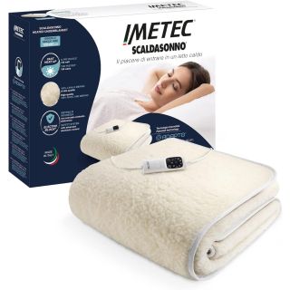 Imetec Scaldasonno Adapto Singolo 150 X 80 Cm, Basso Consumo, Riscaldamento Rapido, Temperatura Personalizzata, 100% Lana e Merino, Made in Italy, Tessuto Antiscivolo, Comando con 6 Temperature