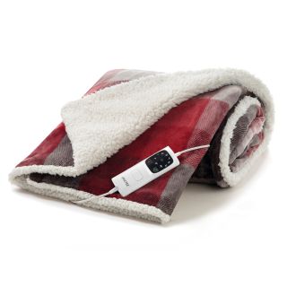 Imetec Caldoplaid Velvet Tartan Plaid Riscaldabile, Morbida Coperta Elettrica 160x120 Cm, Basso Consumo, Tecnologia Adapto, Dispositivo di Sicurezza, Rapido Riscaldamento, 6 Temperature, Lavabile