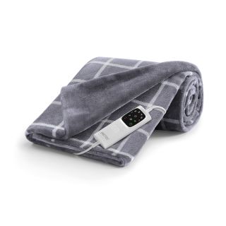 Imetec Caldoplaid Velvet Square Plaid Riscaldabile, Morbida Coperta Elettrica 150x95 Cm, Basso Consumo, Tecnologia Adapto, Dispositivo di Sicurezza, Rapido Riscaldamento, 6 Temperature, Lavabile