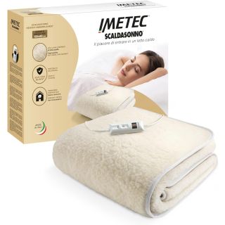 Imetec Scaldasonno Singolo 150x80 Cm, Basso Consumo, 50% Lana e Merino, 2 Temperature, Dispositivo Sicurezza Electro Block, Made in Italy