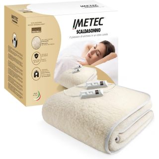 Imetec Scaldasonno Matrimoniale 150x160 Cm, 50% Lana e Merino, 2 Temperature, Dispositivo Sicurezza Electro Block, Made in Italy