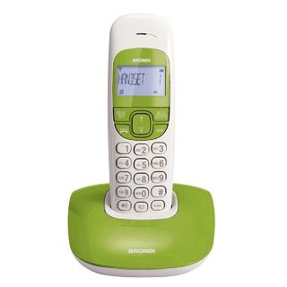 Brondi Nice Telefono Dect Identificatore di Chiamata Verde, Bianco