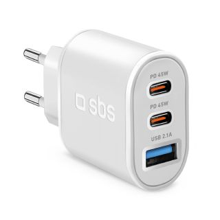 Sbs Tetr1usb2cpd45w Caricabatterie per Dispositivi Mobili Universale Bianco Ac Ricarica Rapida Interno