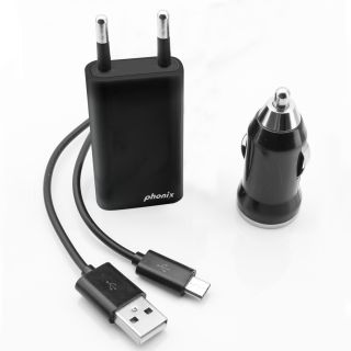 Phonix Micr1kit Caricabatterie per Dispositivi Mobili Universale Nero Ac, Accendisigari Auto, Interno