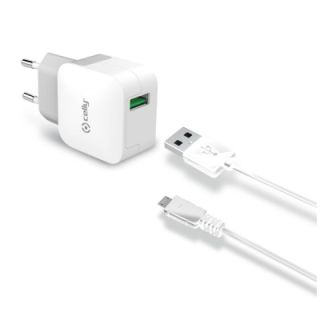 Celly Tcusbmicro Caricabatterie per Dispositivi Mobili Smartphone, Tablet Bianco Ac Interno