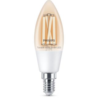 Philips Led Lampadina Smart Filament Dimmerabile Luce Bianca da Calda a Fredda Attacco E14 40w Candela