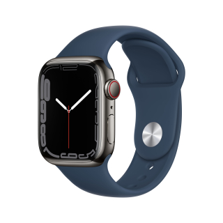 Apple Watch Series 7 Gps + Cellular, 41mm Cassa in Acciaio Inossidabile Grafite con Cinturino Sport Azzurro