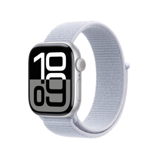 Apple Watch Series 10 Serie 10 Gps 42mm Cassa in Alluminio Color Argento con Blu Tempesta Sport Loop