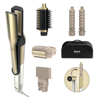 Shark Glam Styler e Asciugacapelli Set 5-in-1. Sistema Multi-styler Che Combina Tecnologia Ad Aria e Ceramica per Asciugare, Lisciare, Modellare e Definire con un Unico Dispositivo. Hd6051seu