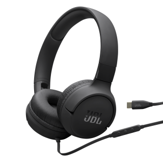 Jbl Tune Cuffie Ad Archetto Supra-aurali con Cavo e Comando/microfono a 3 Pulsanti, Connettore Usb Type-c, Driver: 32mm, Certificazione Hi-res Audio, 3 Eq Selezionabili, Cavo Piatto, Ripiegabili