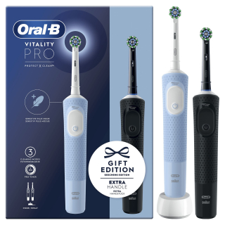 Oral-b Vitality Pro Duo Adulto Spazzolino Rotante-oscillante Nero, Blu, Bianco