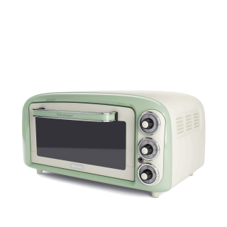 Ariete 979 Forno Elettrico di Design 18 Litri - Ideale per Pizza da 30 Cm - Doppio Vetro - 1380 Watt - Acciaio Inox - Linea Vintage - Verde