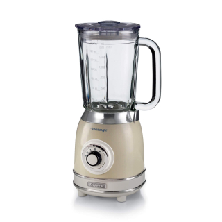 Ariete 583, Frullatore Vintage con Tazza in Vetro da 1,5 Litri, 4 Lame in Acciaio Inox, 4 Velocità + Pulse,1000 Watt, Beige