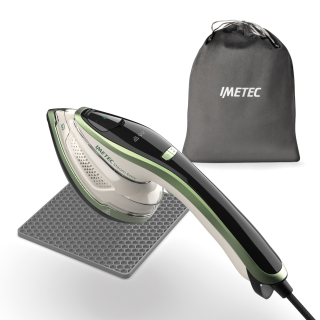 Imetec Steam Easy, Ferro da Stiro Portatile Verticale, Stira in Verticale e Orizzontale, Piastra Ceramica, Tripla Regolazione di Vapore e Temperatura, Display Digitale, Pronto in 30", 1200 Watt