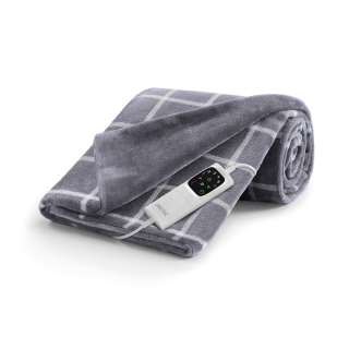Imetec Caldoplaid Velvet Square Plaid Riscaldabile, Morbida Coperta Elettrica 150x95 Cm, Basso Consumo, Tecnologia Adapto, Dispositivo di Sicurezza, Rapido Riscaldamento, 6 Temperature, Lavabile