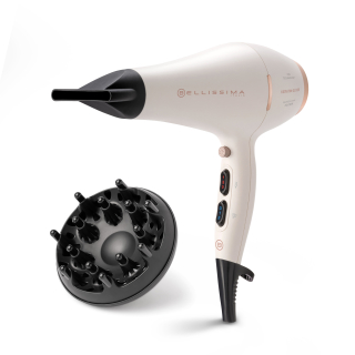 Bellissima Imetec - Asciugacapelli Keratin Gloss, Ceramica e Cheratina, 2300w, Ioni Anticrespo, Capelli Luminosi e Setosi, Concentratore e Diffusore