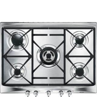 Smeg Cucina Sr275xgh2 Piano Cottura Argento da Incasso 70 Cm Gas 5 Fornello(i)