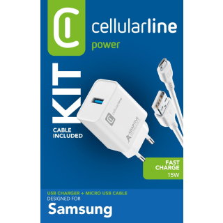 Cellularline Adaptive Fast Charger Kit 15w - Micro Usb - Samsung