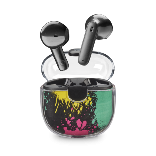 Music Sound Drip Auricolari Bluetooth a Capsula con Custodia Trasparente e Fantasie Originali