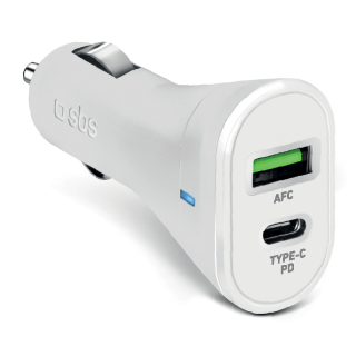 Sbs Tecrpd20w Caricabatterie per Dispositivi Mobili Smartphone, Tablet Bianco Accendisigari Ricarica Rapida Auto