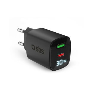 Sbs Tetrganlcd1usb1c30k Caricabatterie per Dispositivi Mobili Universale Nero Ac Ricarica Rapida Interno