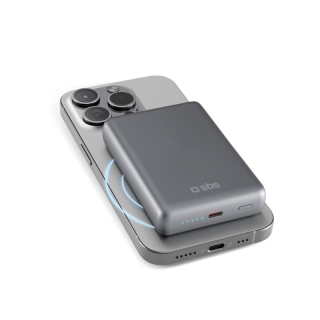 Sbs Tebb10000magslim Batteria Portatile 10000 Mah Carica Wireless Grigio