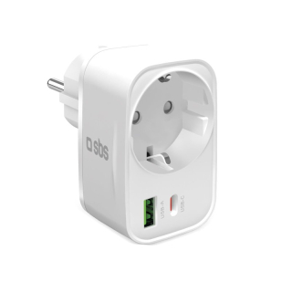Sbs Tetrplug1usb1cpd20 Caricabatterie per Dispositivi Mobili Universale Bianco Ac Ricarica Rapida Interno