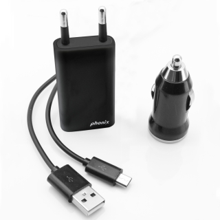 Phonix Micr1kit Caricabatterie per Dispositivi Mobili Universale Nero Ac, Accendisigari Auto, Interno