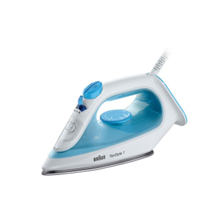 Braun Texstyle 1 Ferro da Stiro a Secco e a Vapore Piastra in Ceramica 2000 W Blu, Bianco