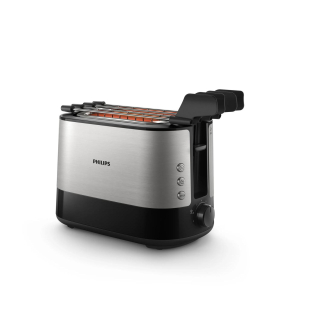 Philips Viva Collection Tostapane Hd2639/90, 730w, 2 Pinze, 7 Livelli di Tostatura, Vassoio Raccogli Briciole
