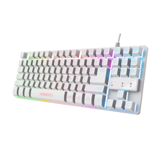 Trust Gxt 833w Thado Tastiera Gaming Usb Olandese Bianco