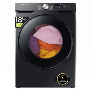 Samsung Wf18t8000gv/et Lavatrice a Caricamento Frontale Grandi Capacità 18 Kg Classe C 1100 Giri/min, Body Nero + Porta Nera
