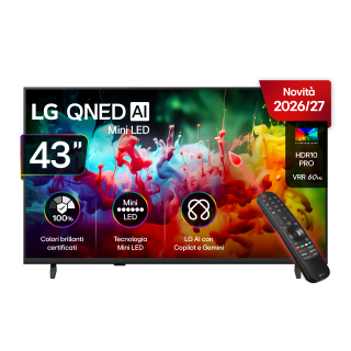Lg Qned Ai Miniled 43'' Serie Qned70b 43qned70b6c, 4k, Ai Magic Remote, 100% Volume Colore, 3 Hdmi, 20w, Smart Tv 2026